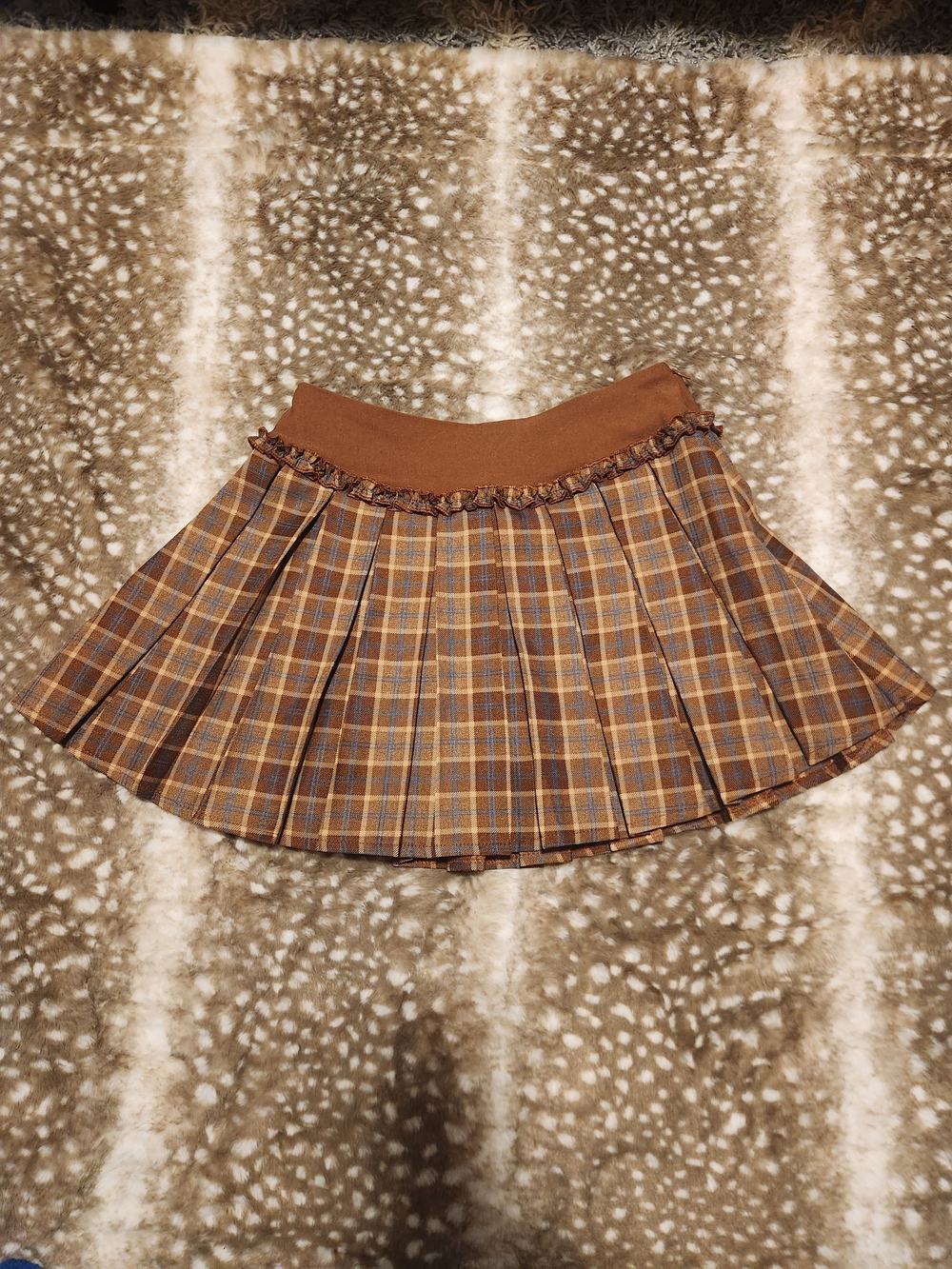 iris Brown Plaid Pleated Mini Skirt